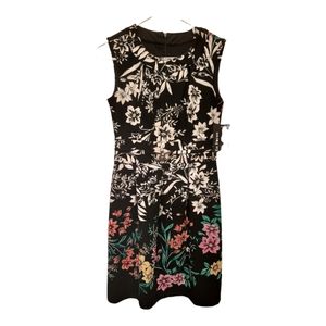 En Focus Studio Dress, Black and White Floral with Color Splashes